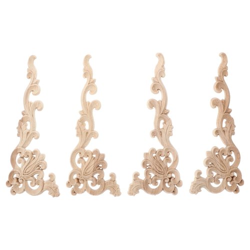 Chinese Style Wood Carved Onlay 4 pcs Wood Carved wood onlay applique corner onlay wood onlays for furniture Onlay Wood Carved Wooden Applique
