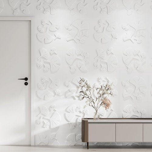 LooYee 24 PCS Ginkgo Biloba 3D Wall Panels 19.7" X 19.7" Wall Panels for Interior Wall Decor Minimalist Modern Style Ideal for Bedroom Headboards Living Room Accent Walls Cover 64.Sq.Ft.