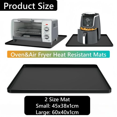 Frezonika 23.6X15.7" Large Silicone Air Fryer Mat Compatible With Large Capacity Ninja Airfryer, Black Decker Toaster Oven, Heat Resistant Countertops Bottom Protector Mat Air Fryer Oven Accessories