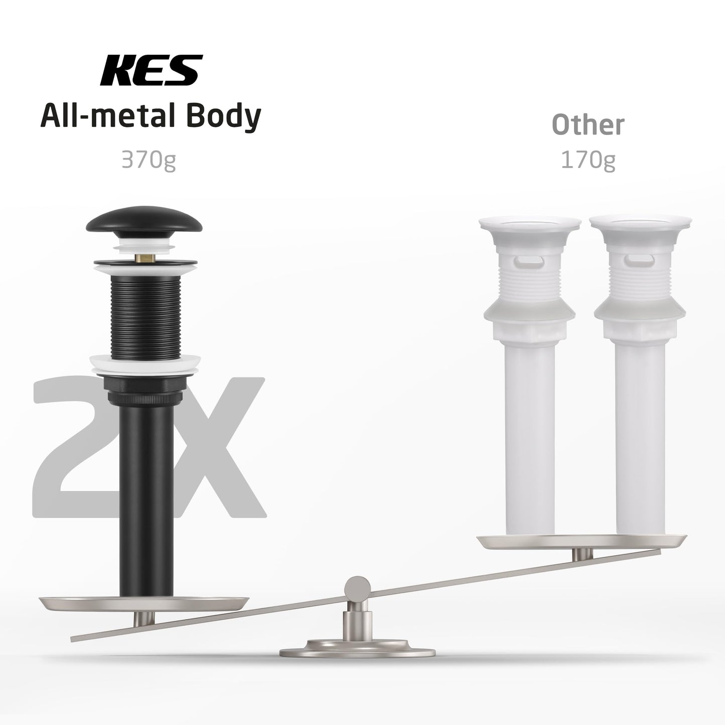 KES Solid Ceramic Cap Bathroom Sink Drain Without Overflow, Pop Up Drain for Bathroom Sink, Ceramic Bathroom Sink Stopper, All-Metal Body Matte Black, S2008D-CB