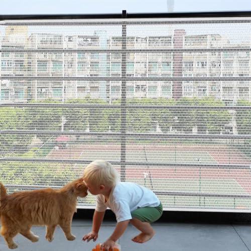 Banister Guard-18ft X 2.66ft Thick Balcony Safety Net for Kid Pet Balcony Guard Balcony Netting for Pet Rail Net for Balcony Apartment Cat Netting Safety Netting for Railings Stair Guards (White)