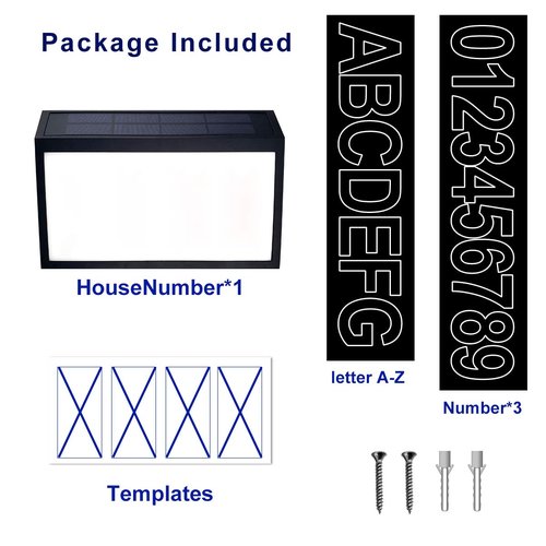 Solar House Numbers Light, T-SUNUS Lighted House Numbers Sign Plaque Address Numbers for Houses Waterproof LED Solar Powered Address Sign for Houses Mailbox Street Yard