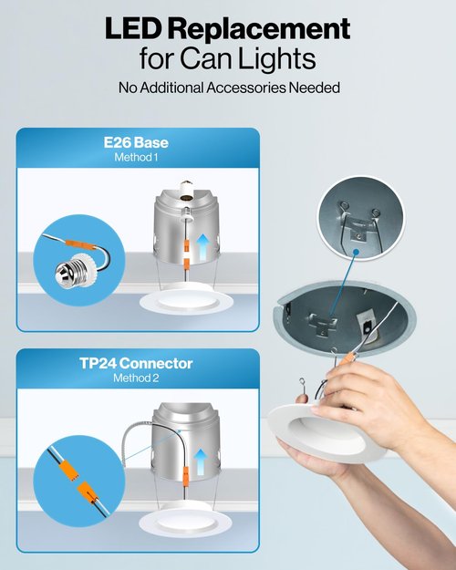 Sunco 12 Pack Recessed Lighting 6 Inch, Retrofit Can Lights, 965LM, 13W (75W Equivalent), Selectable CCT 2700K/3000K/3500K/4000K/5000K, Dimmable, Baffle Trim, Damp Rated UL.
