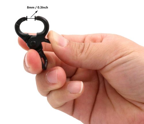 BIKICOCO 5/8'' Swivel Trigger Snap Hook Lobster Claw Clasp Spring Loaded Clip, D-Ring Ended, Black - Pack of 10