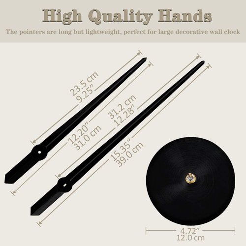 VANGOLD Large Wall Clock with 3D DIY Clock Hands Needles, Mechanism & Wall Sticker for Home Office Decor