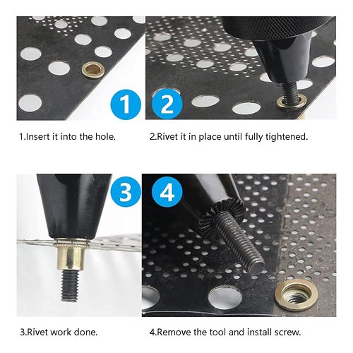 100PCS 1/4"-20 Rivet Nuts, Carbon Steel UNC Rivet Nut Set, Flat Head Threaded Rivets Nut Inserts for Metal(1/4"-20)