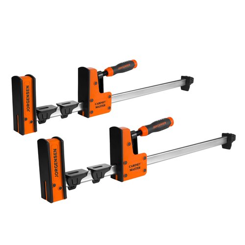 JORGENSEN 24-Inch Parallel Bar Clamp, Heavy-Duty Cabinet Master Clamp for Woodworking Glue-Up, 2200 lbs Force, Quick Release, Spreader Function, 2-Pack