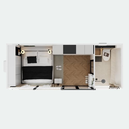 Walkmax Luxury modern prefab cabin - 19ft mobile capsule with bedroom, kitchen and bathroom, storm resistant prefab cabin -15 typhoon and 10 earthquake proof mobile cabin for travel and outdoor living