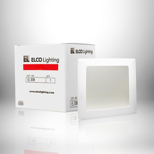 ELCO Lighting 8" Square Trim with Prismatic Glass Lens, Recessed Ceiling Light Cover, 42W, E26 Base, White Finish