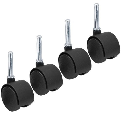 suiwotin 4pcs 1.5 Inch Swivel Caster Wheels, M8 Grip Neck Stem Caster Wheels, Heavy Duty Casters, Black Nylon Wheel Replacement for Furniture, Table, Cabinet, Shelf