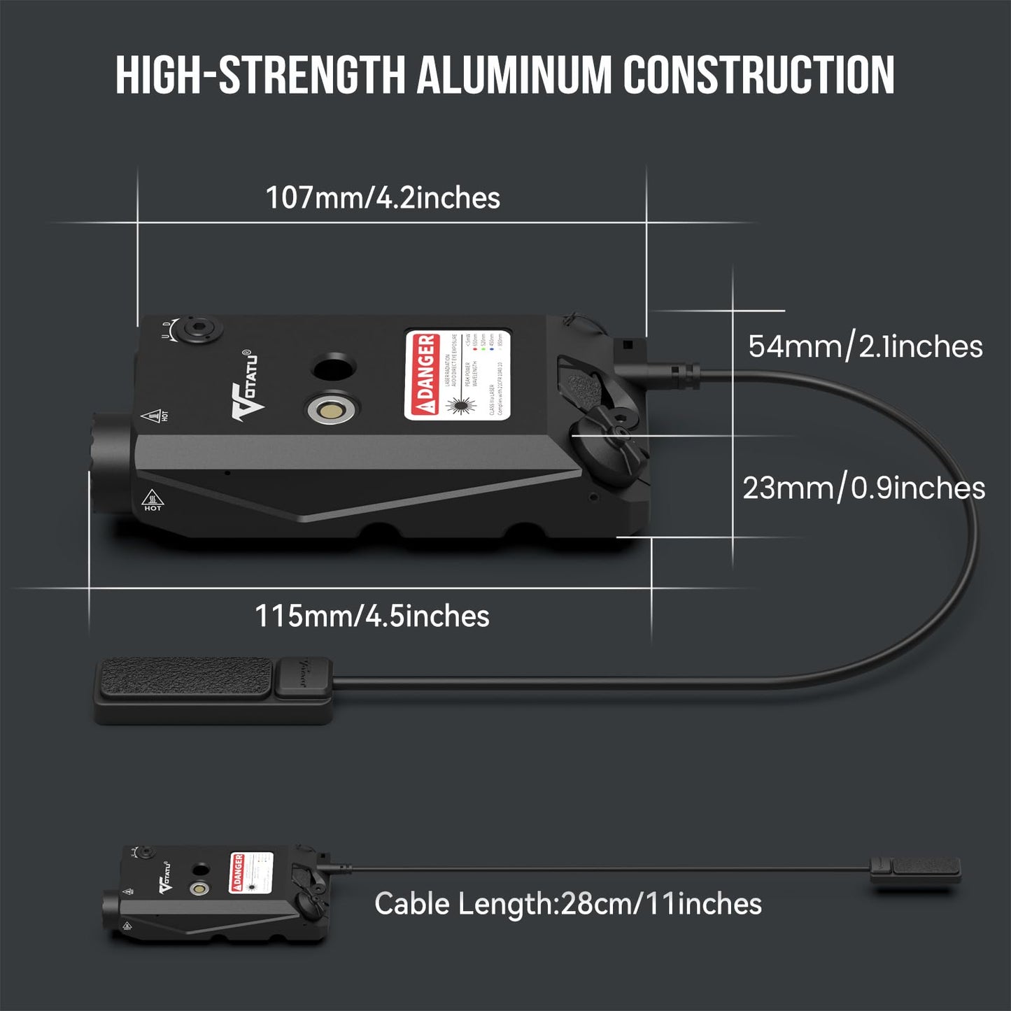 VOTATU V840 Green Laser/Light/IR Combo, 1500 Lumens Tactical Flashlight Laser for Rifle and Carbine Compatible with M-LOK Picatinny Rail, Pressure Switch and USB Magnetic Rechargeable