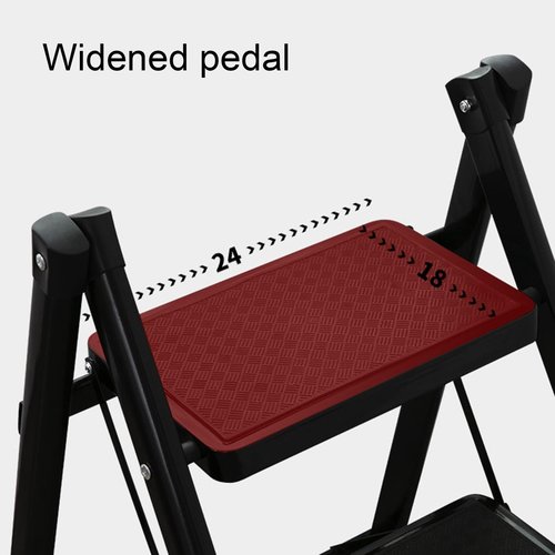 RRXIMHTT 3 Step Ladder Folding with Anti-Slip Pedal & Triangular Support, 330 LBS Capacity Heavy Duty Carbon Steel Ladder, Rust-Proof Lightweight Step Stool for Home Kitchen Office Garage (Black) Bla