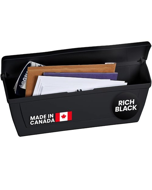 Small Plastic Mailbox for Outside Porch, Easy to Install Wall Mount, Lightweight, Heavy Duty, Rustproof, Maintenance-Free Horizontal Mail Box for House - 15.5” x 4” x 6.25” (Rich Black)