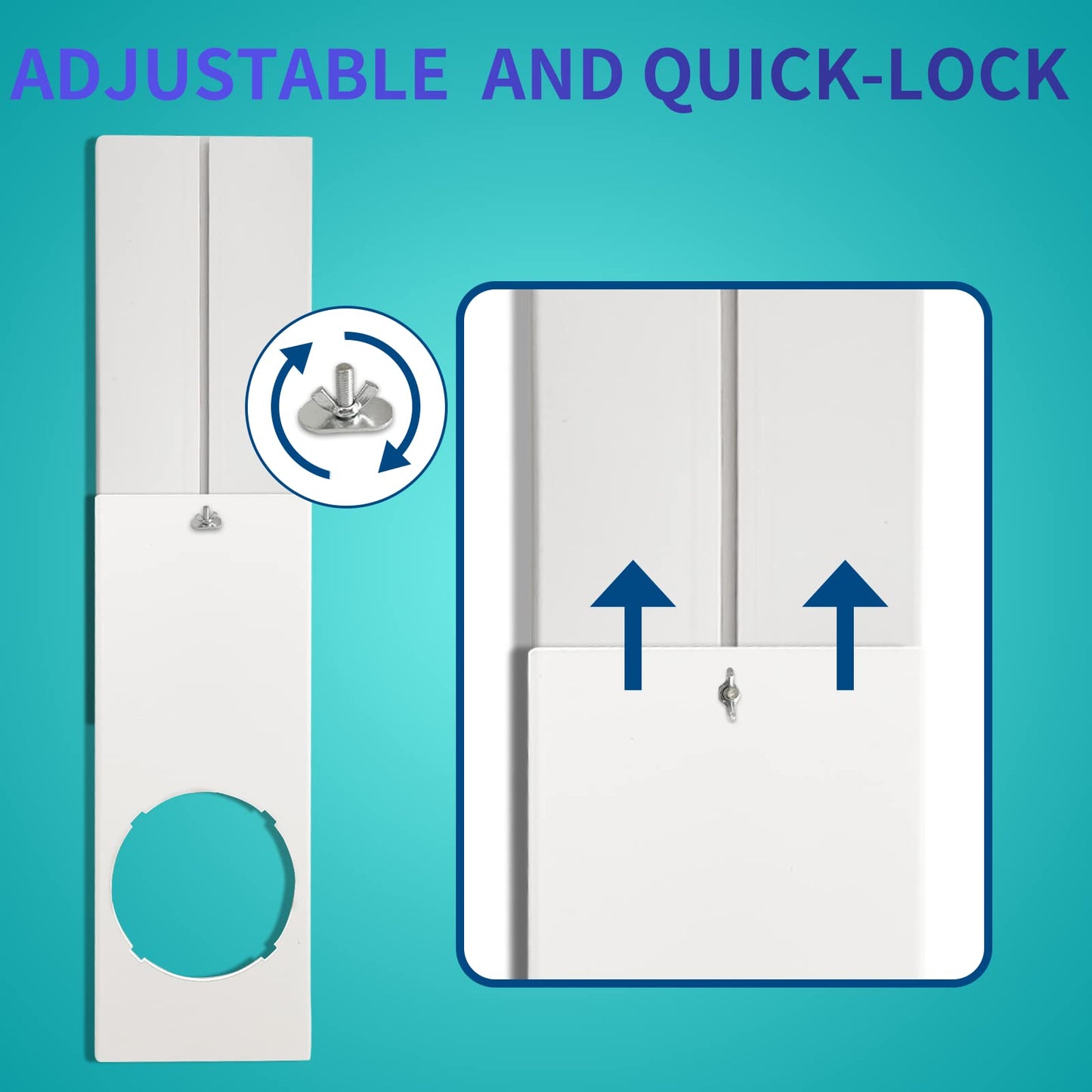 JEACENT Portable Air Conditioner Sliding Door AC Vent Kit, Universal Adjustable PVC Balcony Seal Kit Plates Up to 90 Inches, for 5.1" and 5.9" Diameter Portable AC Exhaust Hose
