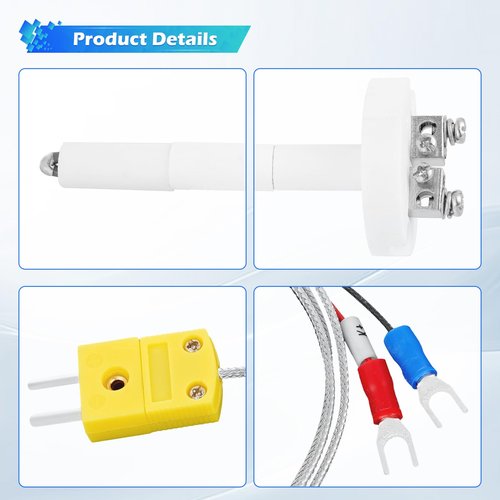 K-Type Thermocouple Block Ceramic Kiln Insulator Kiln Sensor Probe Measuring Temperature 32 to 2372 °F(0 to 1300 °C) 3.3 FT Wire Extension F/C 11G High Tool