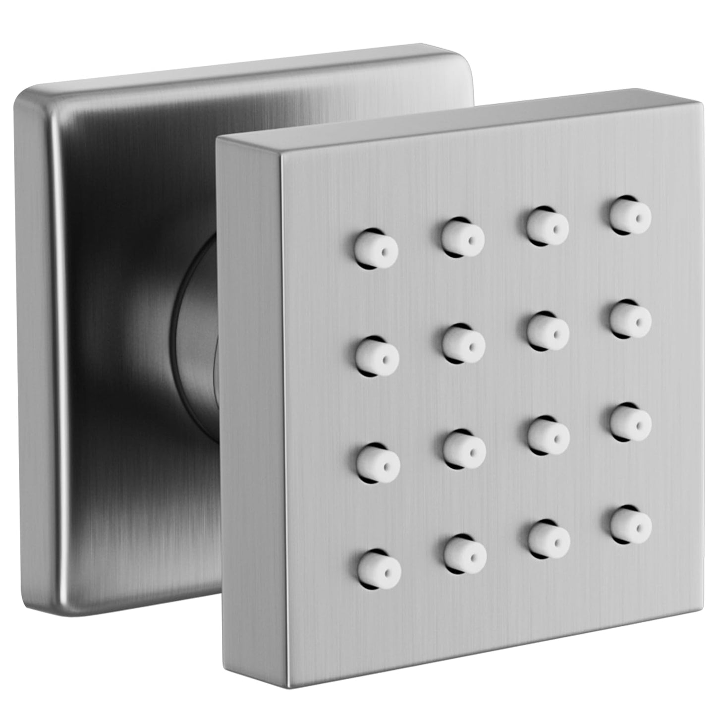 AYIVG Square Brushed Nickel 2 Inch Brass Shower Body Sprays Jet Adjustable Massage Spa Side Sprayer Massage Nozzle Wall Jets