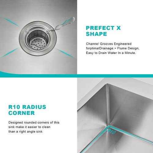 20-inch Drop in Kitchen Sink, TSIBOMU Stainless Steel Single Bowl Small Kitchen Sink Brushed Nickel,D20"xW16"xH9"