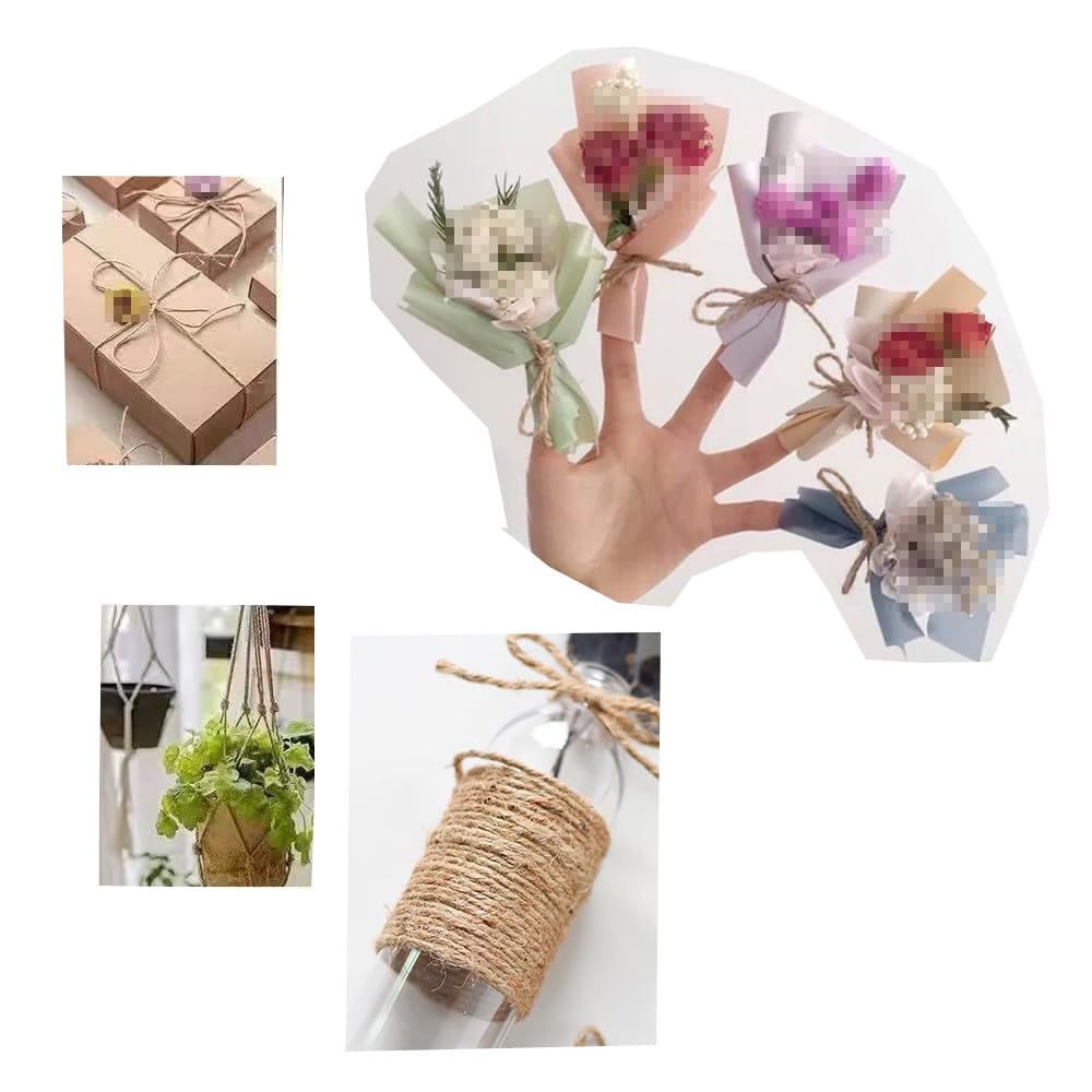 Foihukelim Jute Twine String 328 Feet，Christmas Twine ，Packing String，Packing String for Gift Wrapping Craft Projects Gardening Decoration and Home Decor for Climbing Plants