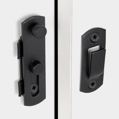 INIRET 2 Packs Barn Door Latches，2.75” x 2.02” Matte Black Stainless Steel barn gate flip Door Latch Bi-fold Door Lock,Sliding Door Antique Lock Gate Latches Wine Cabinet Closet Door Latches