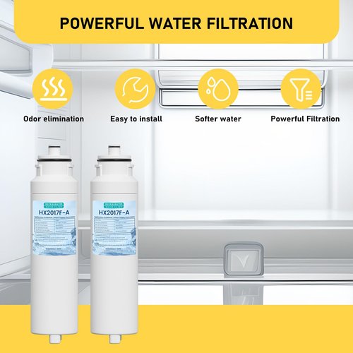 HX2017FR-A HX2017F-A Water Filter Replacement Compatible with Hisense HRF266N6CSE1, HRF266N6CSE, HRF209N6CSE, HRF254N6TSE, HRF254N6DSE Twist-In Models, 2 Pack