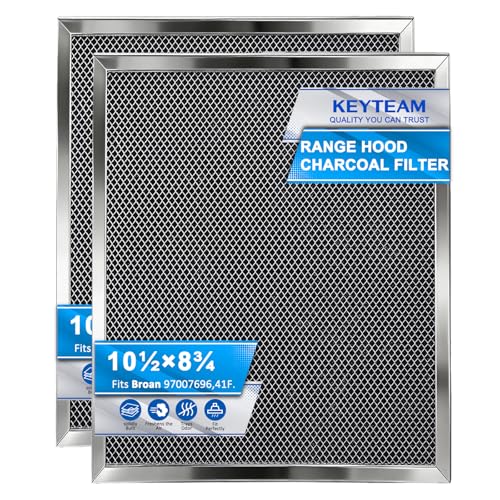 KeyTeam 2-Pack Stainless Steel Frame Range Hood Grease Filters 8.75 x 10.5 x 0.4 in, Aluminum Mesh with Activated Carbon