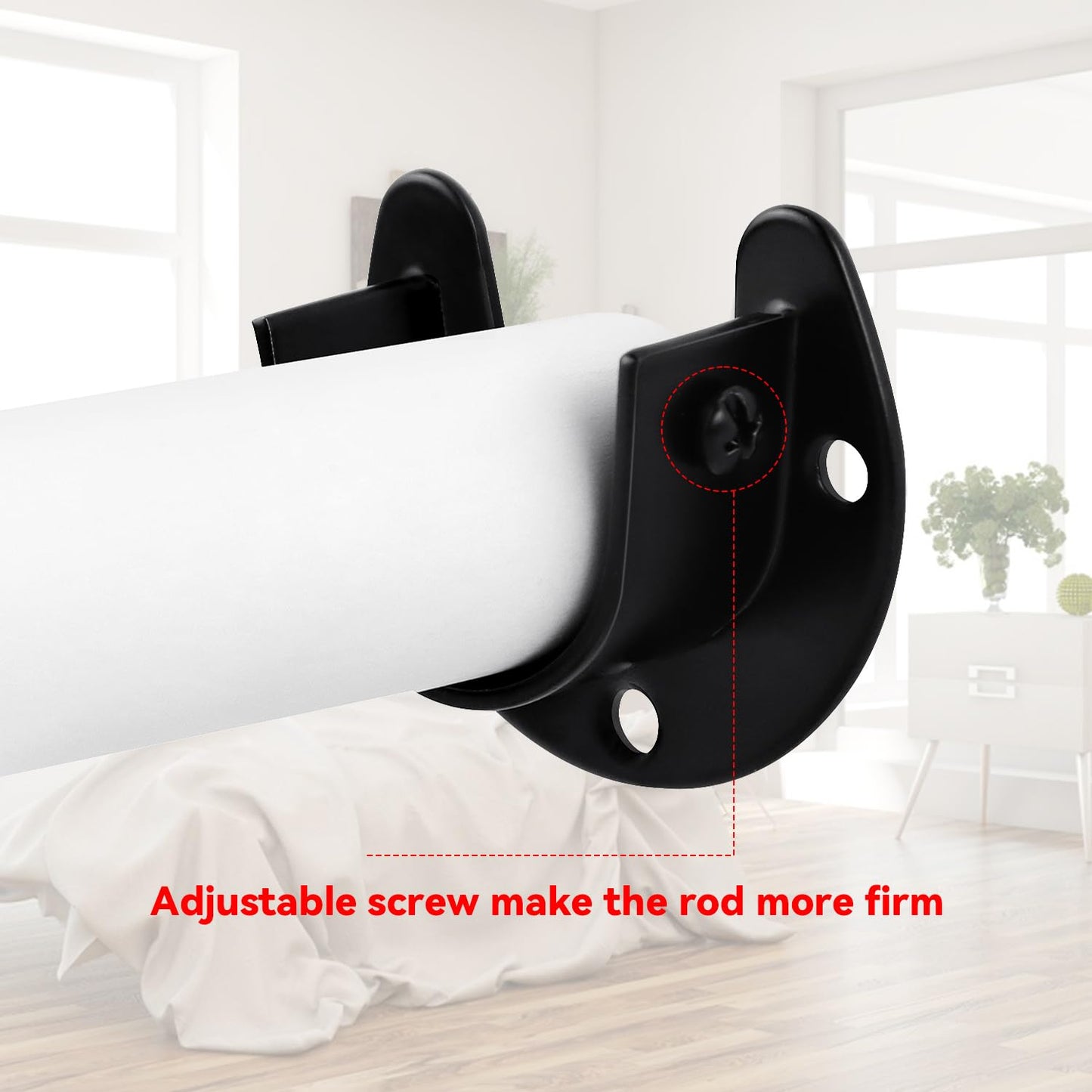 4 Packs Stainless Steel Wardrobe Bracket U-Shaped Rod Socket Flange 1-1/4" Diameter Heavy Duty ClosetBrackets End Supports for Closet Rod with Screws (Black)