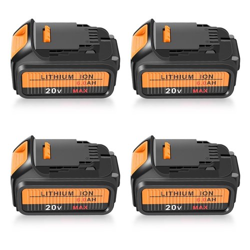 KOOMICY 20V Battery Replacement for Dewalt 20V Battery Max 4Packs 6000mAh DCB203 DCB200 DCB203 DCB204 Compatible with Dewalt DCD DCF DCG Line Series Cordless Power Tools