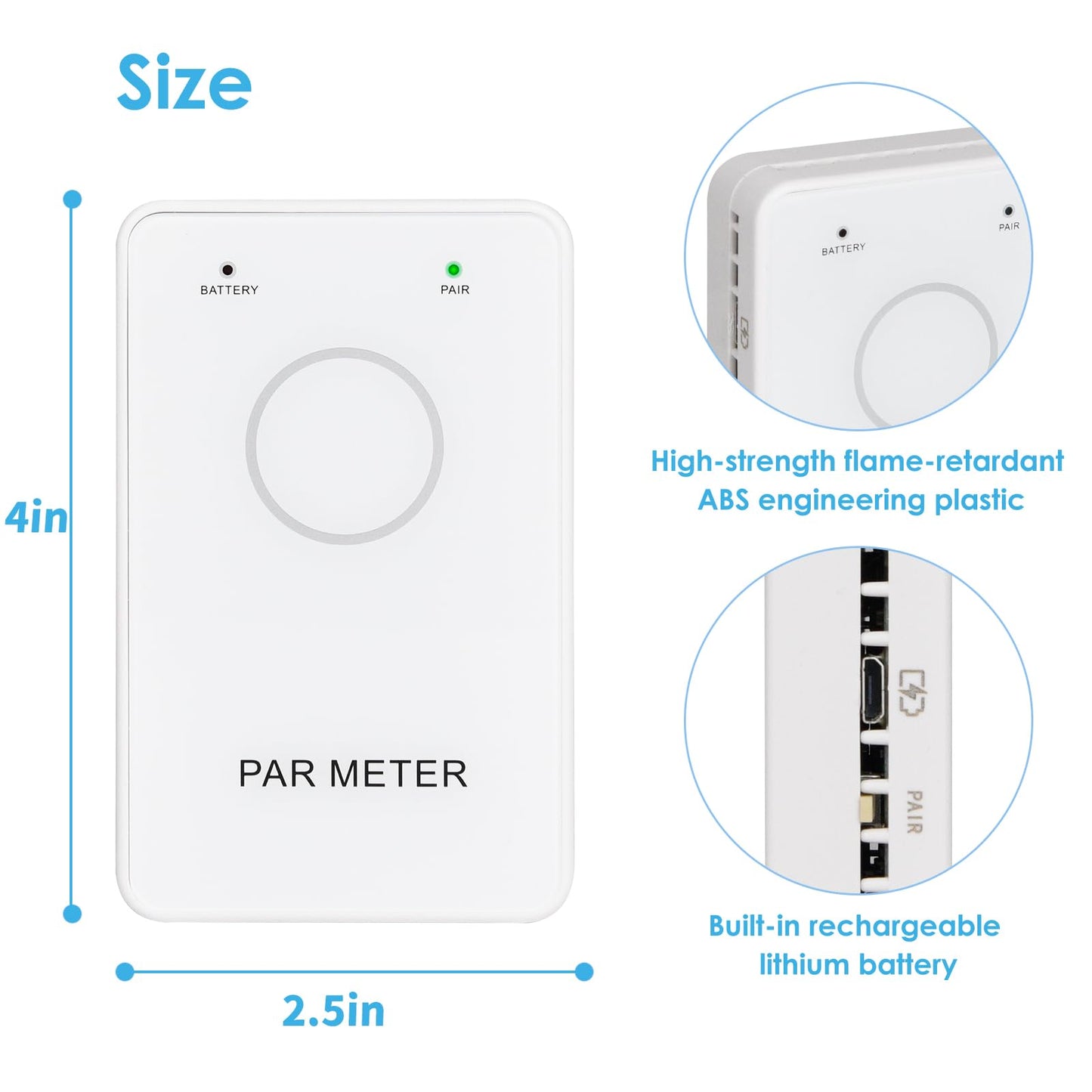 PAR Meter PPFD Recording, for LED Growth Light 400-700nm, DLI Calculator, Convenient Bluetooth Connection to Your Phone, for Grow Tents, Greenhouses, Agriculture