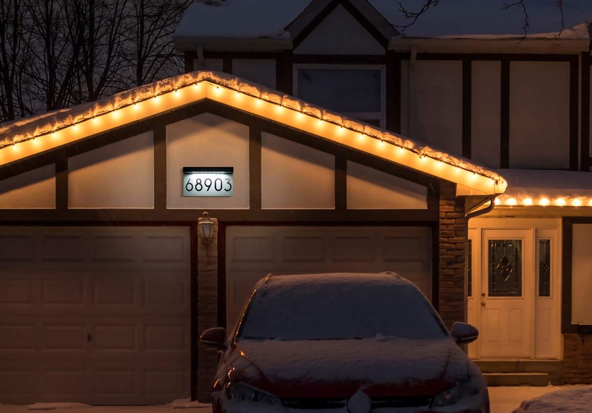 Address Plaques for House Solar Powered, House Number for Outside, LED Address Sign Outdoor Waterproof 6000K Daylight White