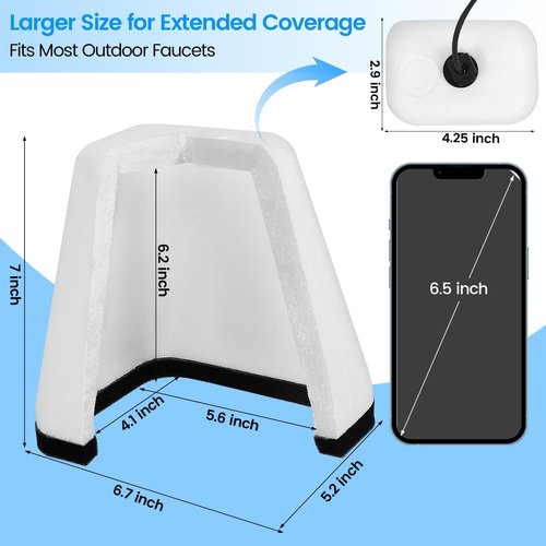 Seatern Outdoor Foam Faucet Covers for Winter, Large Size 6.7" L x 5.2" W x 7" H Freeze Protection Foam Spigot Protector (3 Pack) for Outside Water Spigot Insulation