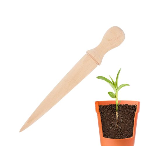 Buhyujkm Wooden Hand Dibber, Ergonomic Sow Dibber Hole Punch, 5.79x0.79 inches, Scientific Gardening Excavation Tool for Planting, Yard, Balcony, Nursery, Seedling Transplanting