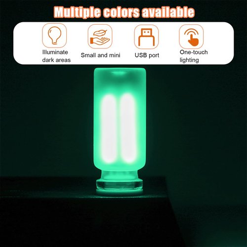 FALVFUN USB LED Car Interior Atmosphere Lamp, 5V Mini Retro Bottle Ambient Touch Control Decoration Night Light, Portable Plug-in Automotive Decoration Night Lamps, Universal Fit (Green)