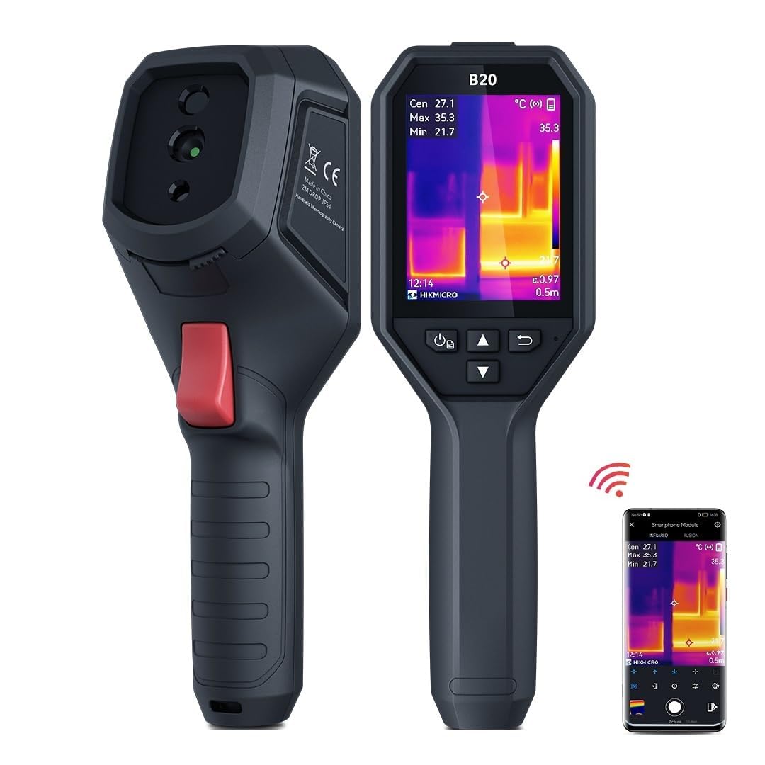 HIKMICRO B20 Thermal Imaging Camera with 2MP Visual Camera, Thermal Camera 256 x 192 IR Resolution, 25 Hz Refresh Rate, 3.2" LCD Screen, Full Screen Measurement Thermal Scanner with WiFi, -4~1022°F
