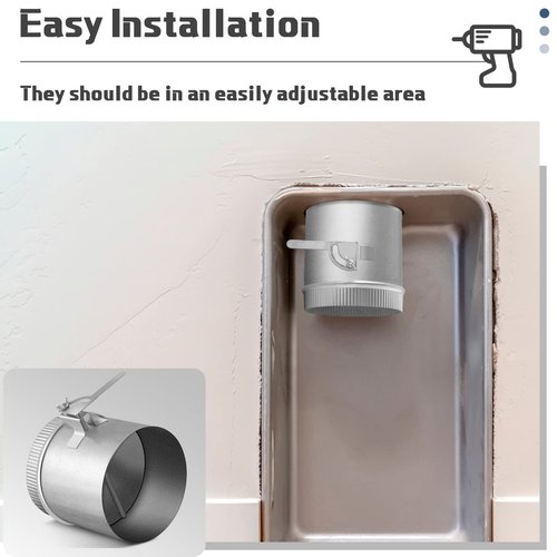 Therwen Backdraft Damper Duct Manual Volume Damper with Sleeve Stove Pipe Galvanized Sheet Adjustment Airflow Ducting Branch HVAC Air Balancing for Range Hoods, Fans(6 Inch, 1 Pc)