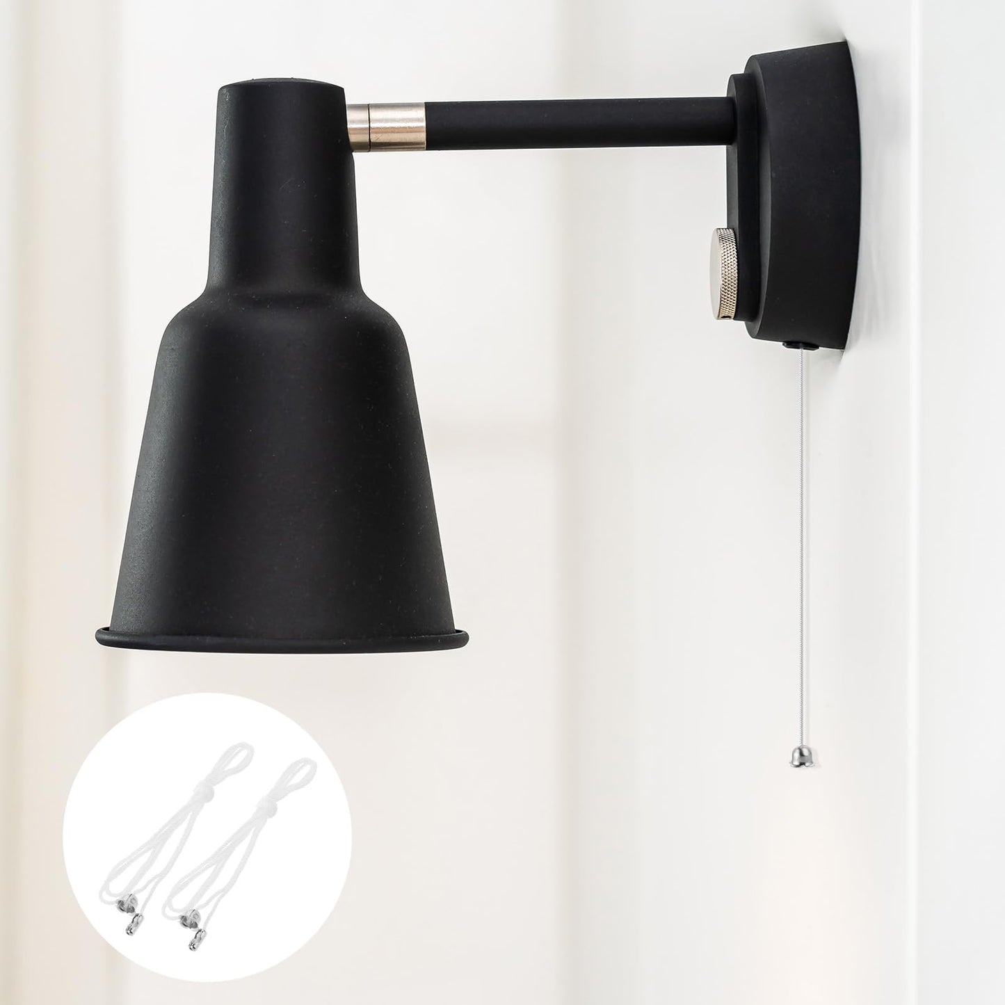 Sliverdew 6 Pack Pull Cord for Ceiling Switch Ceiling Fan Pull Chain Extender Light Pull Cord String with Connector Pull Chain Extension for Ceiling Fan Light Fixture Light Bulb