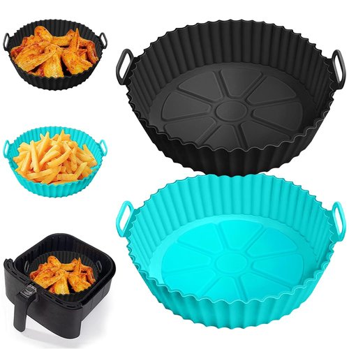 Silicone Air Fryer Liners for Ninja AF101 4QT AF141 5QT AF150 AF161 XL MAX 5.5QT for Ninja Foodi and Most 3-5 Quart Airfryers, Air Fryer Oven Microwave Accessories, Better than Disposable Paper Liner