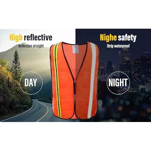 SIFE 1 Pack High Visibility Reflective Safety Vest,Made from Breathable and Neon Orange Mesh Fabric,light weight for Man and Woman(Orange, 1 pack)