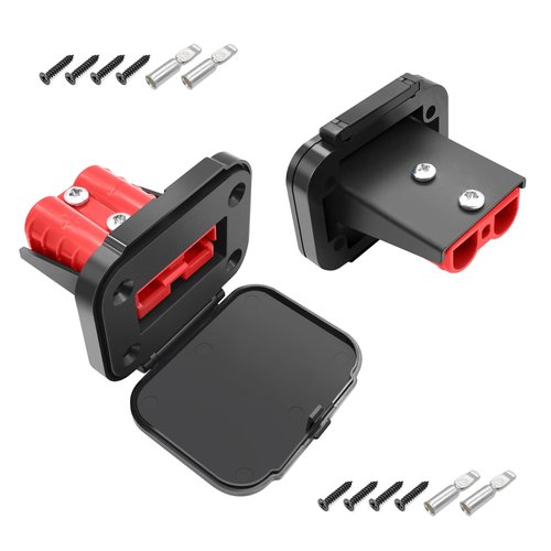 GZSH Anderson Plug 2PCS 50A Quick Connect Wire Connectors with Mount and Cap 12-6 AWG Battery Quick Disconnect 12V-36V Battery Quick Connect Waterproof SB50 for Car RV Trunk Boat Winch