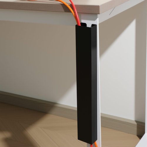 Blulu 2 Pack Black Steel Magnetic 14 Inch Cable Management Channel for Under Desk Leg Vertical Wire Hider Cover Desk Cable Organizer No Drill Cord Organizer Cord Hider Management for Home Office