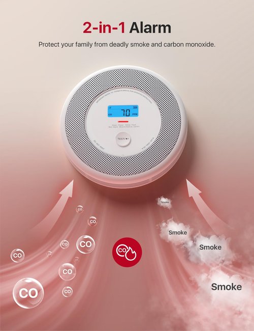 X-Sense Smart Smoke Detector and Carbon Monoxide Detector with Voice Location, Wi-Fi Smoke Detector Carbon Monoxide Detector Combo with Real-Time App Notifications, XP0A-iR, 1-Pack
