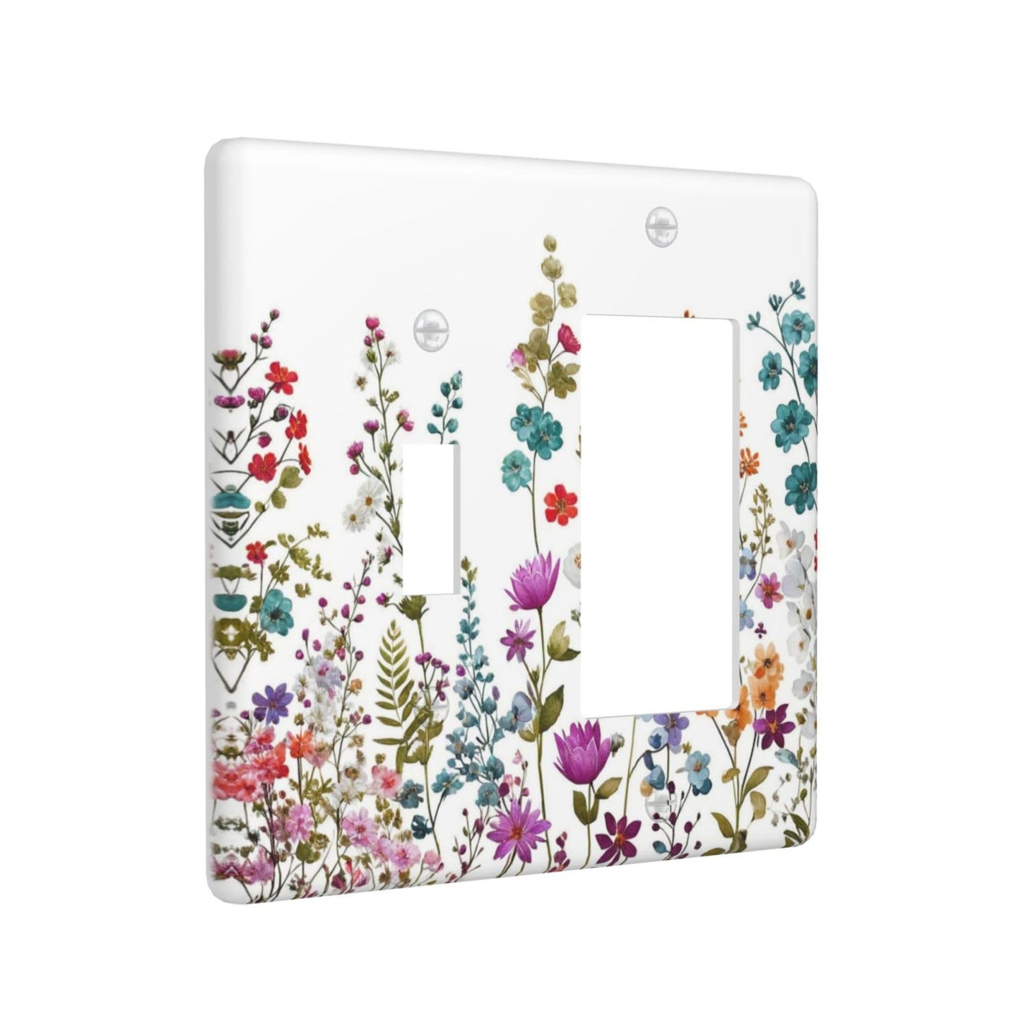 Spshian Decorative Outlet Covers Rustic Wild Flowers Boho Purple Red Floral Leaves 2 Gang 1 Gang Wall Plate Cover Single Toggle Rocker Combination Light Switch Plate Covers Jumbo Switch Cover