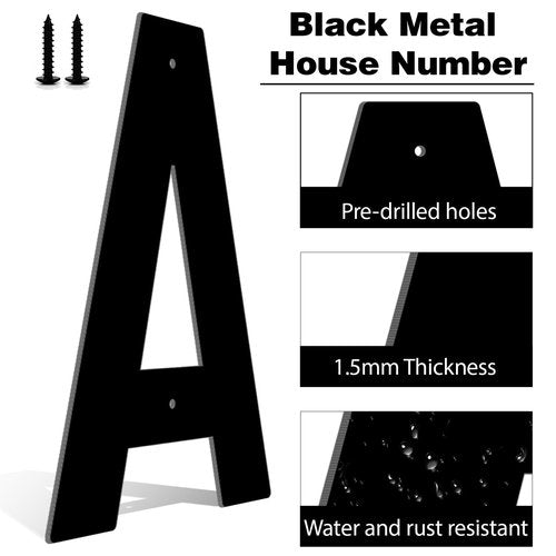 Dxiaojj 3 Inch Black Metal House Numbers and Letters A-Z & 0-9, Waterproof Rustproof Modern Address Numbers for Mailbox, Door, and Outdoor Home Office(1)