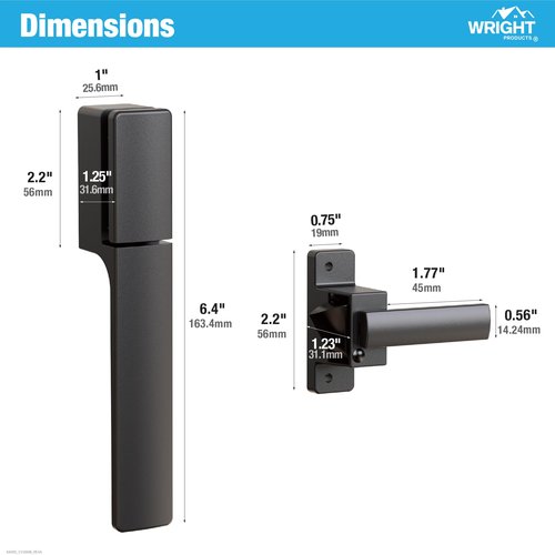 Wright Products - Free Hanging Screen and Storm Door Handle, Replacement Latch Handle for Screen and Storm Doors, No Lock-Out Technology, Easy Installation, Modern Design (Modern, Black)