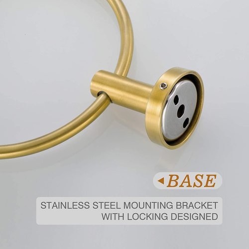 USHOWER 2 Pack Brushed Gold Towel Ring, Hand Towel Holder for Bathroom Wall Mounted, Durable 304 Stainless Steel, Modern Style