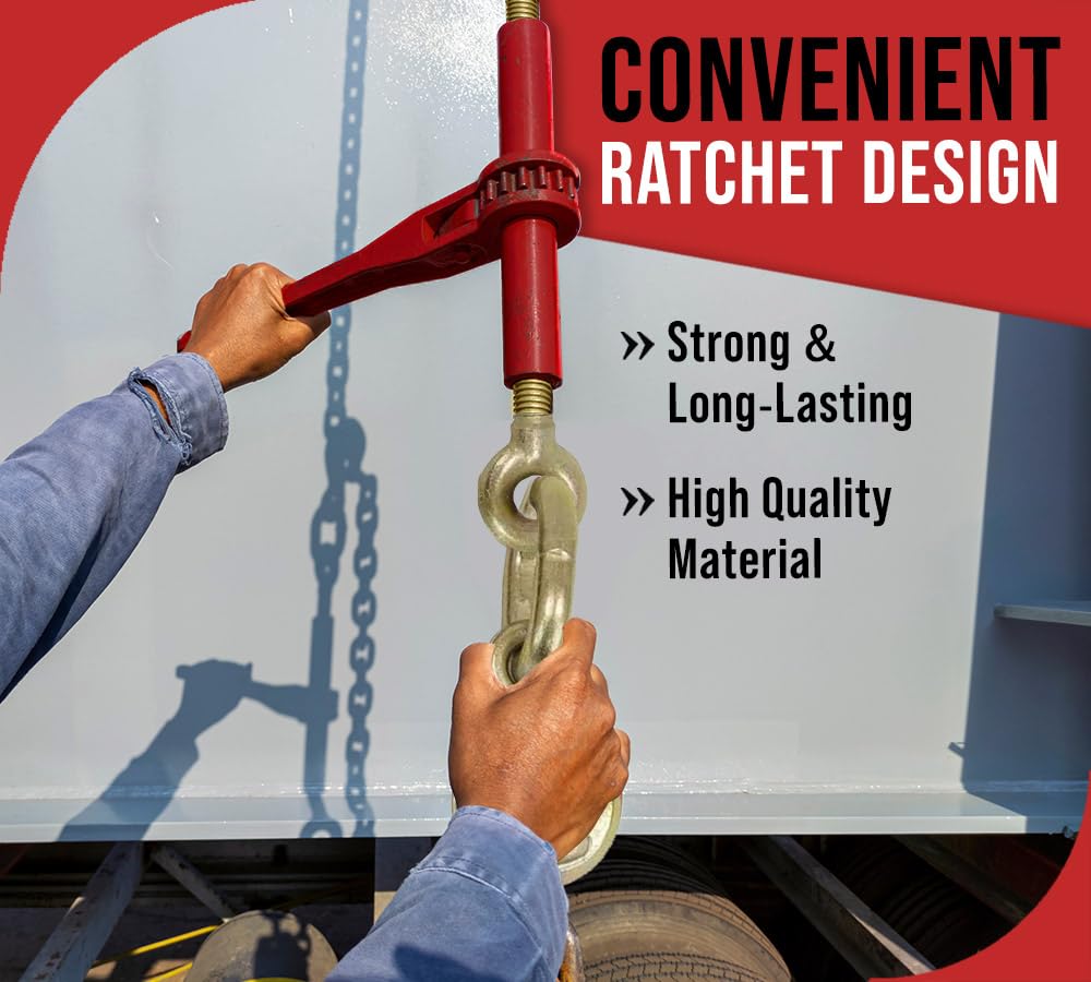 Mytee Products (4 Pack) PRO Heavy Duty Chain Specialty Binder Ratchet Style 3/8"-1/2" Grab Hook & 5/8" Slip Hook, 12,000 lbs WLL