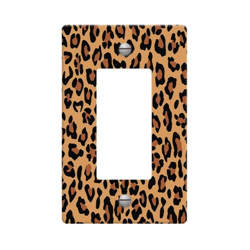 1 Gang Rocker Wallplates，Brown-Black Leopard Spot Decor Switch Plate Covers Outlet Wall Plate Decorative for Bedroom Kitchen Home