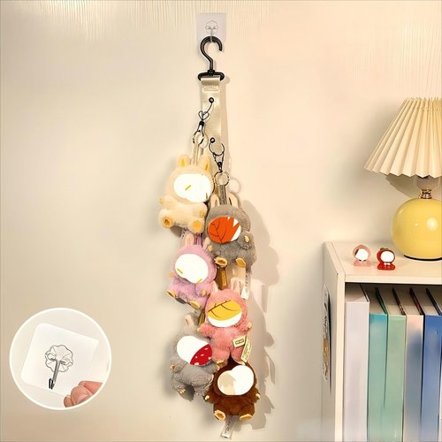 1PC Stuffed Animal Storage for 5.9-6.7IN Blind Box Style Dolls, Hanging Stuffed Animal Storage with 8 PCS Metal Clips, Stuffed Animal Holder Chain for Wall,Corner,Hanging Hats Socks, Black