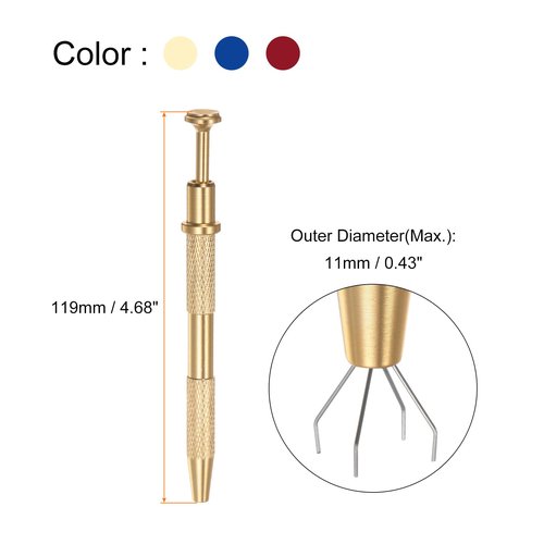 Generic 3pcs 4-Claw Pick Up Tool Piercing Ball Grabber Stainless Steel Jeweler's Pick Up Tool 4 Prongs Grabber for IC Chip Electronic Components Parts, Blue/Gold/Red