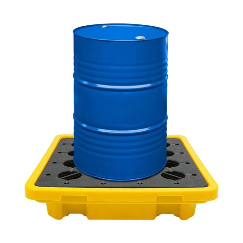 Spill Containment Platform, 1 Drum Spill Containment Pallet with Drain, 2,200 lbs Load Capacity Modular Platform Containment Tray (26.4 x 26.4 x 6 Inches)