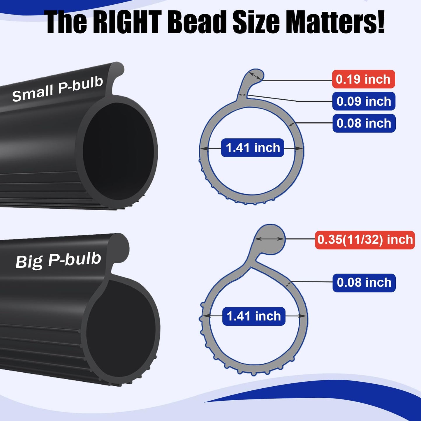 Symyda Garage Door Seal P Bulb – 16.8Ft Flexible Weatherproof TPE Seal for Drafts, Noise Reduction and Saves Energy, Easy DIY Installation, Temperature Resistant, Fits Single Channel Garage Door